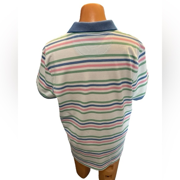 IZOD Advantage Performance Pastel Stripe White Short Sleeve Polo Shirt Men's XL. - Picture 4 of 11